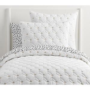 Pottery Barn Modern Kids Coco Quilt Twin White Gold Silver Geometric